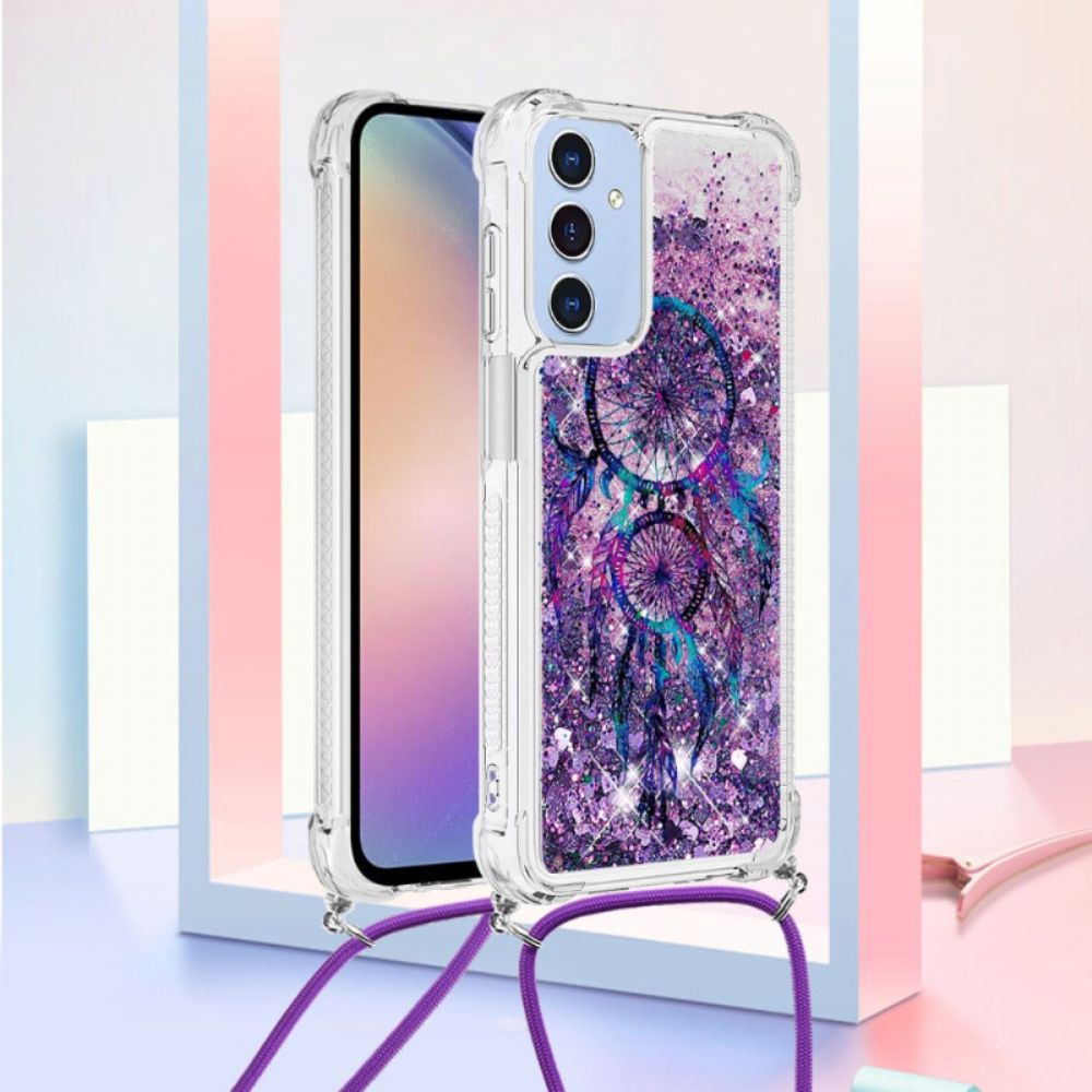 Cover Hoesje Samsung Galaxy A15 5g Telefoonhoesje Koord Met Cartoonpatroon Met Pailletten