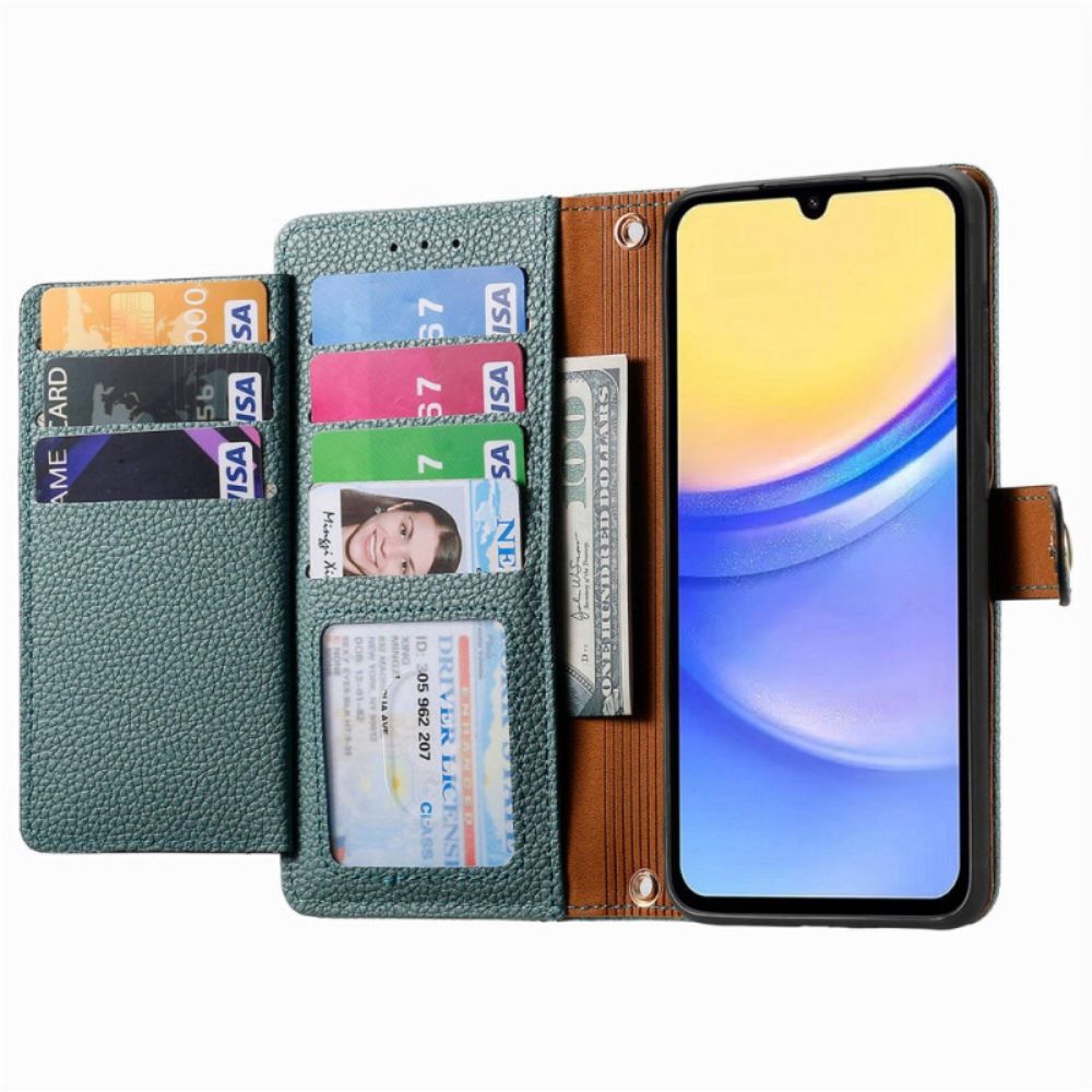 Flip Case Leren Samsung Galaxy A15 5g Hartpatroon En Rfid-bescherming