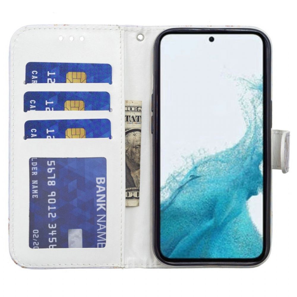 Folio-hoesje Samsung Galaxy A15 5g Telefoonhoesje Blauwe Vlinder Met Riem