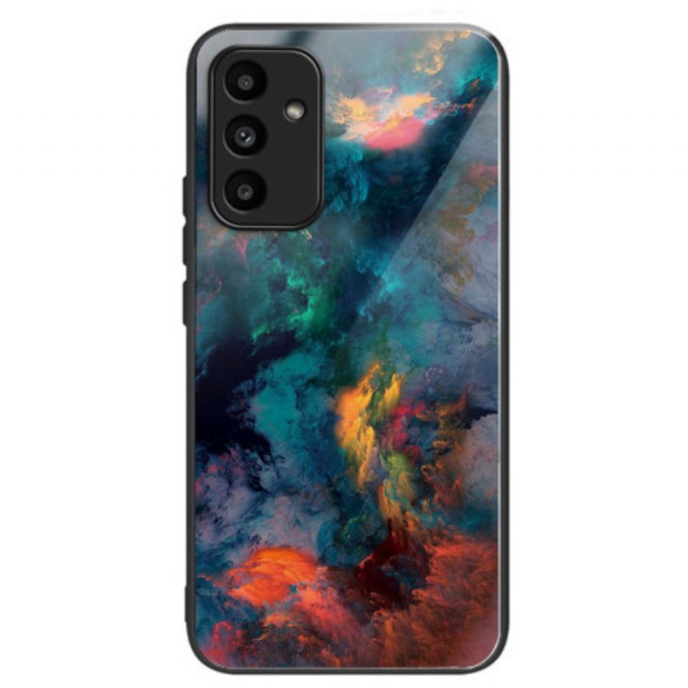 Hoesje Samsung Galaxy A15 5g Gehard Glas Kleurrijke Wolken Bescherming Hoesje