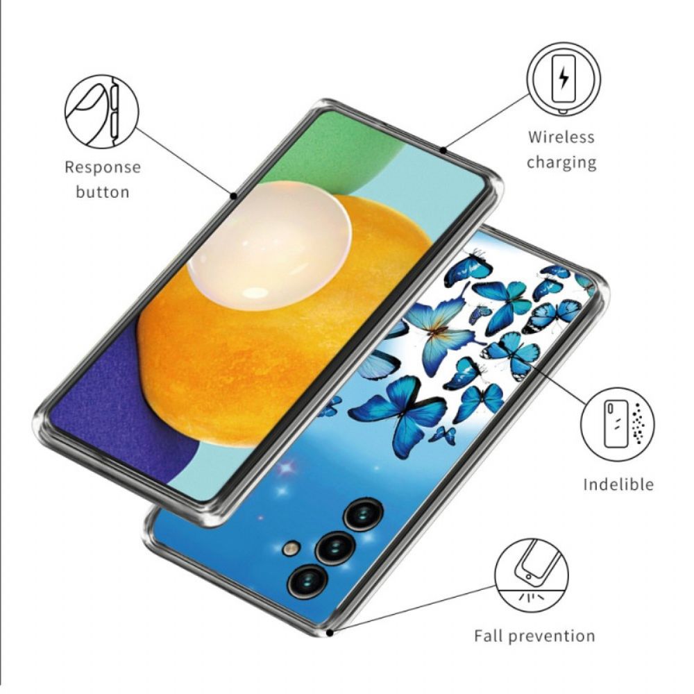 Hoesje Voor Samsung Galaxy A15 5g Kleine Blauwe Vlinders