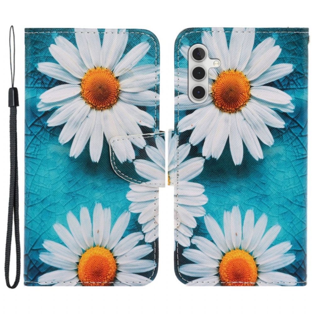 Leren Hoesje Voor Samsung Galaxy A15 5g Bandchrysant