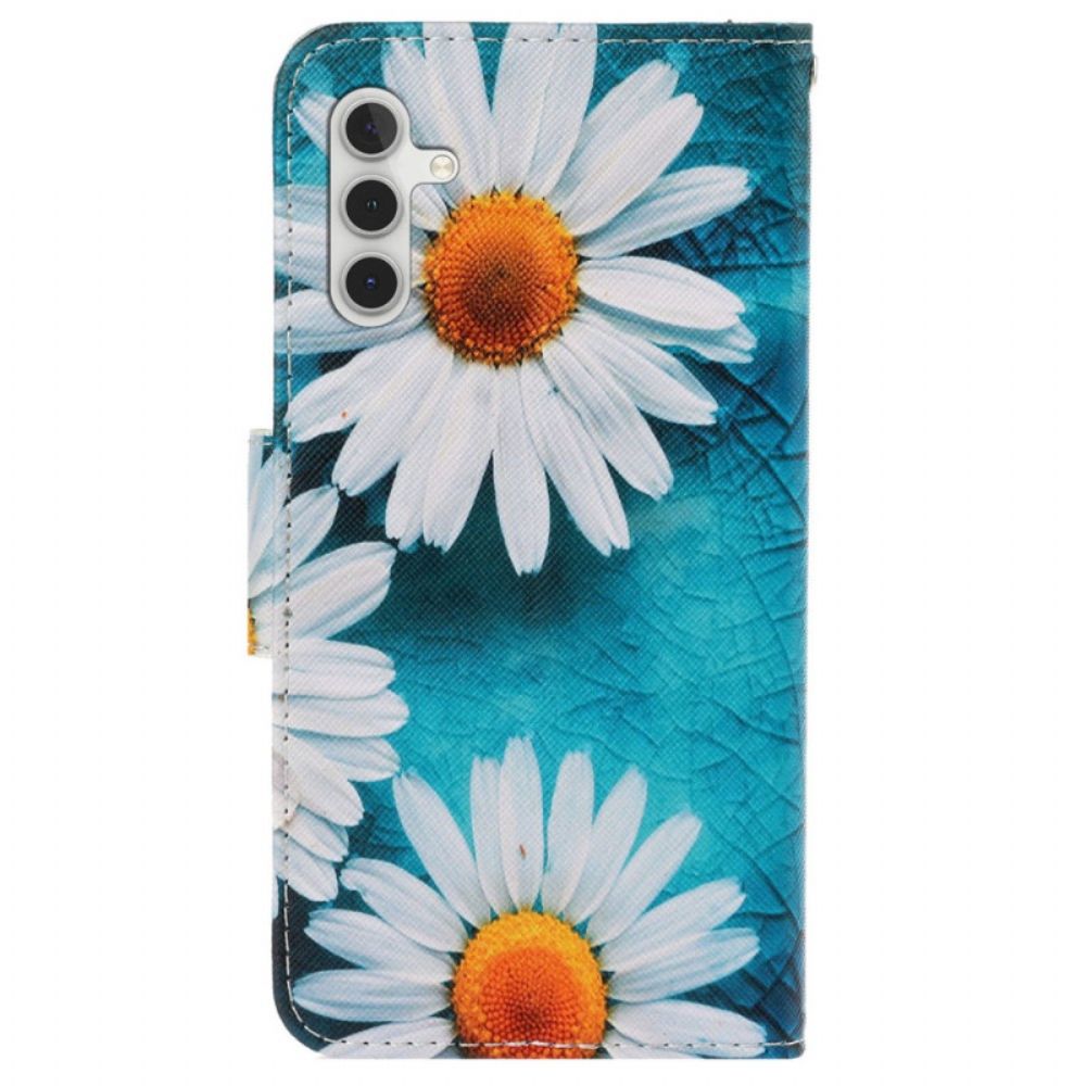 Leren Hoesje Voor Samsung Galaxy A15 5g Bandchrysant