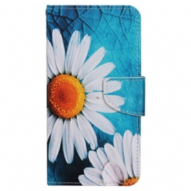 Leren Hoesje Voor Samsung Galaxy A15 5g Grote Bandchrysant