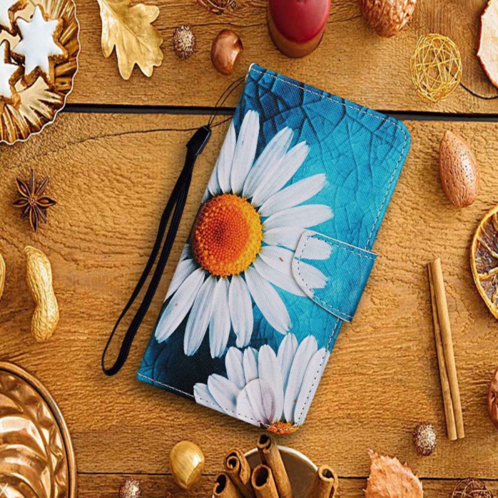 Leren Hoesje Voor Samsung Galaxy A15 5g Grote Bandchrysant