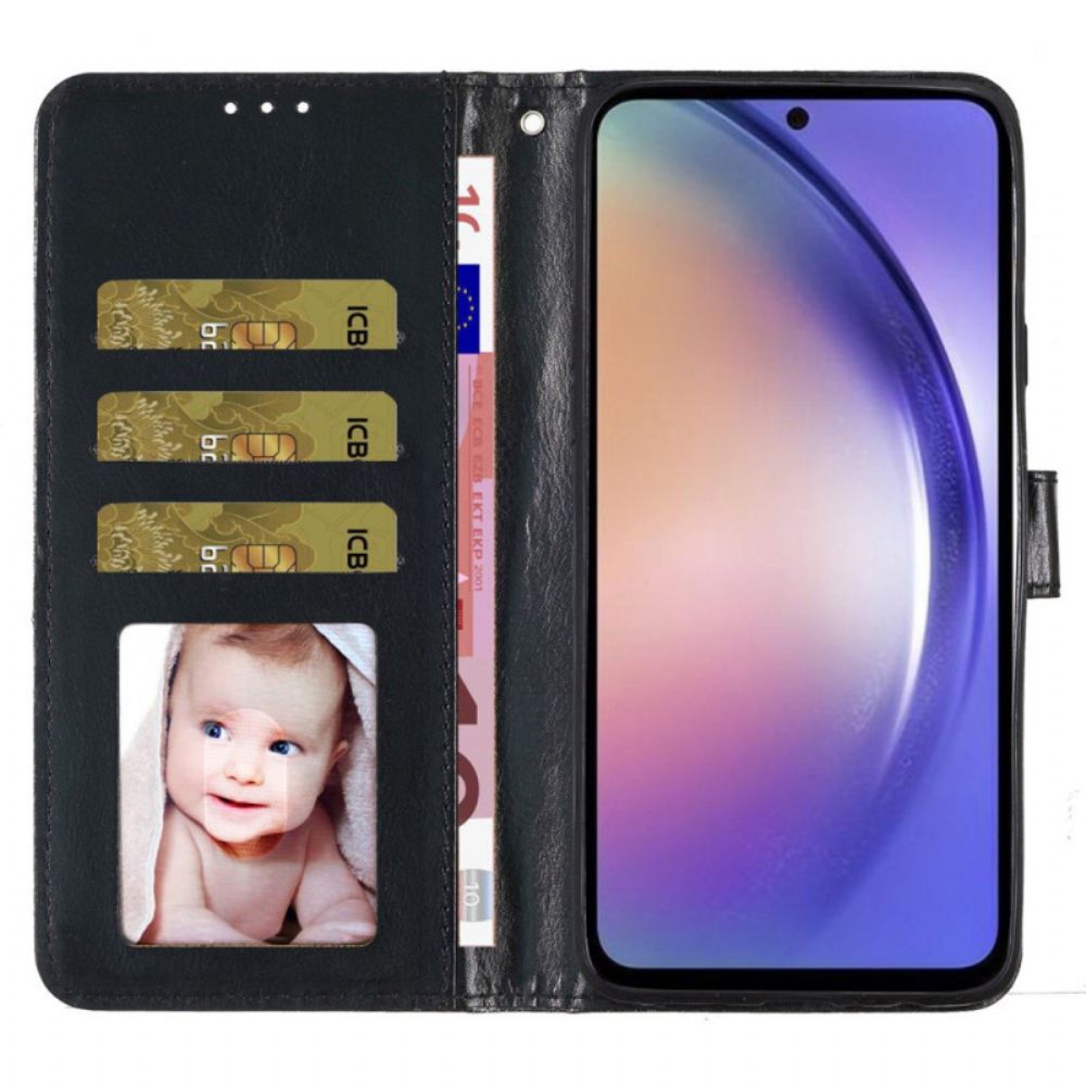 Leren Hoesje Voor Samsung Galaxy A15 5g Pailletten Met Bandjes