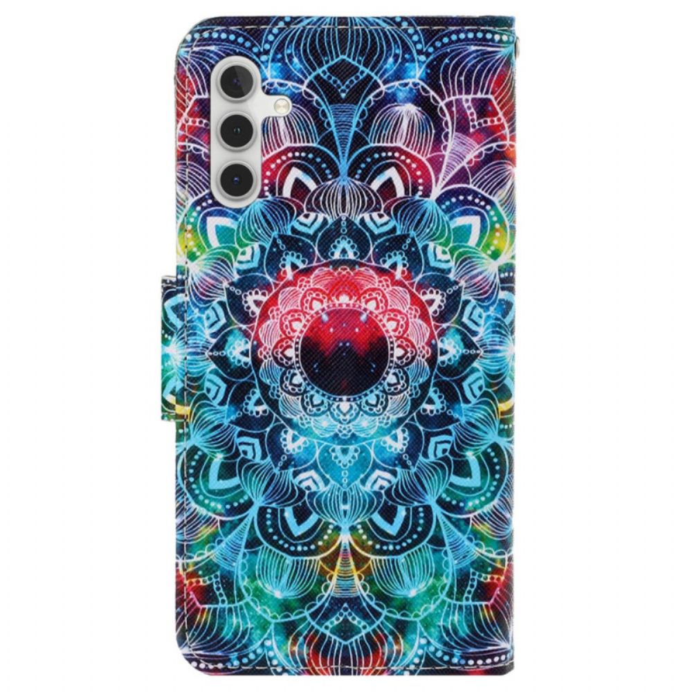 Leren Hoesje Voor Samsung Galaxy A15 5g Prachtige Mandala Met Riem