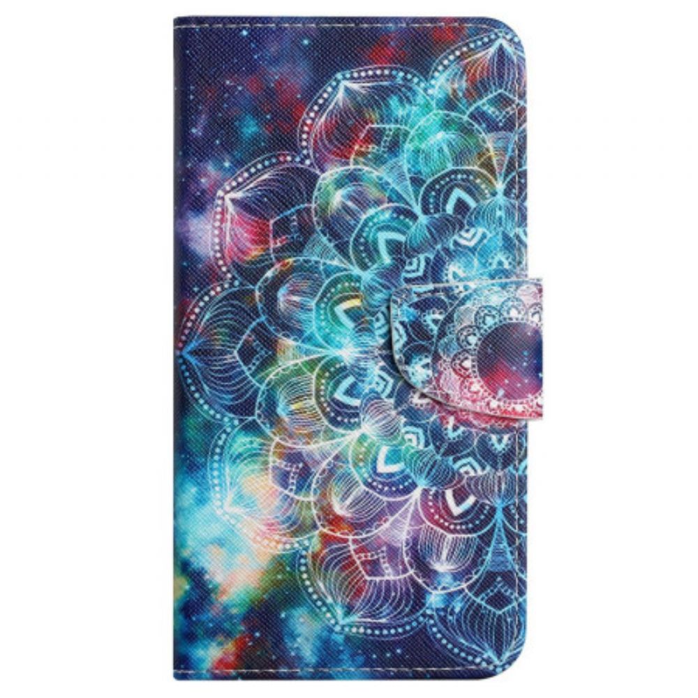 Leren Hoesje Voor Samsung Galaxy A15 5g Sterrenhemel En Mandala Met Riempje