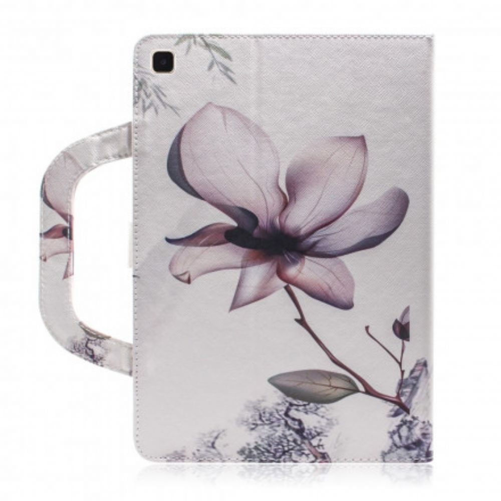 Flip Case voor Samsung Galaxy Tab A7 Vintage Bloem Met Handvat