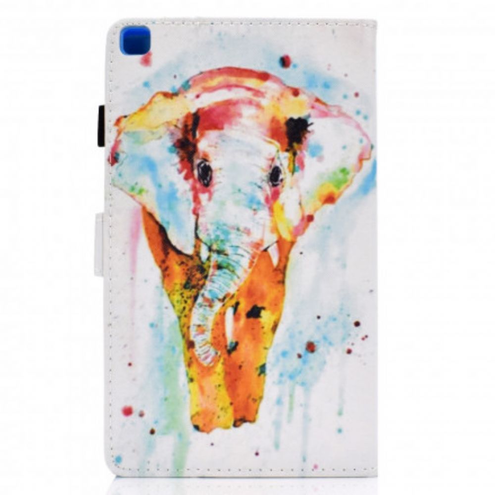 Leren Hoesje voor Samsung Galaxy Tab A7 Aquarel Olifant