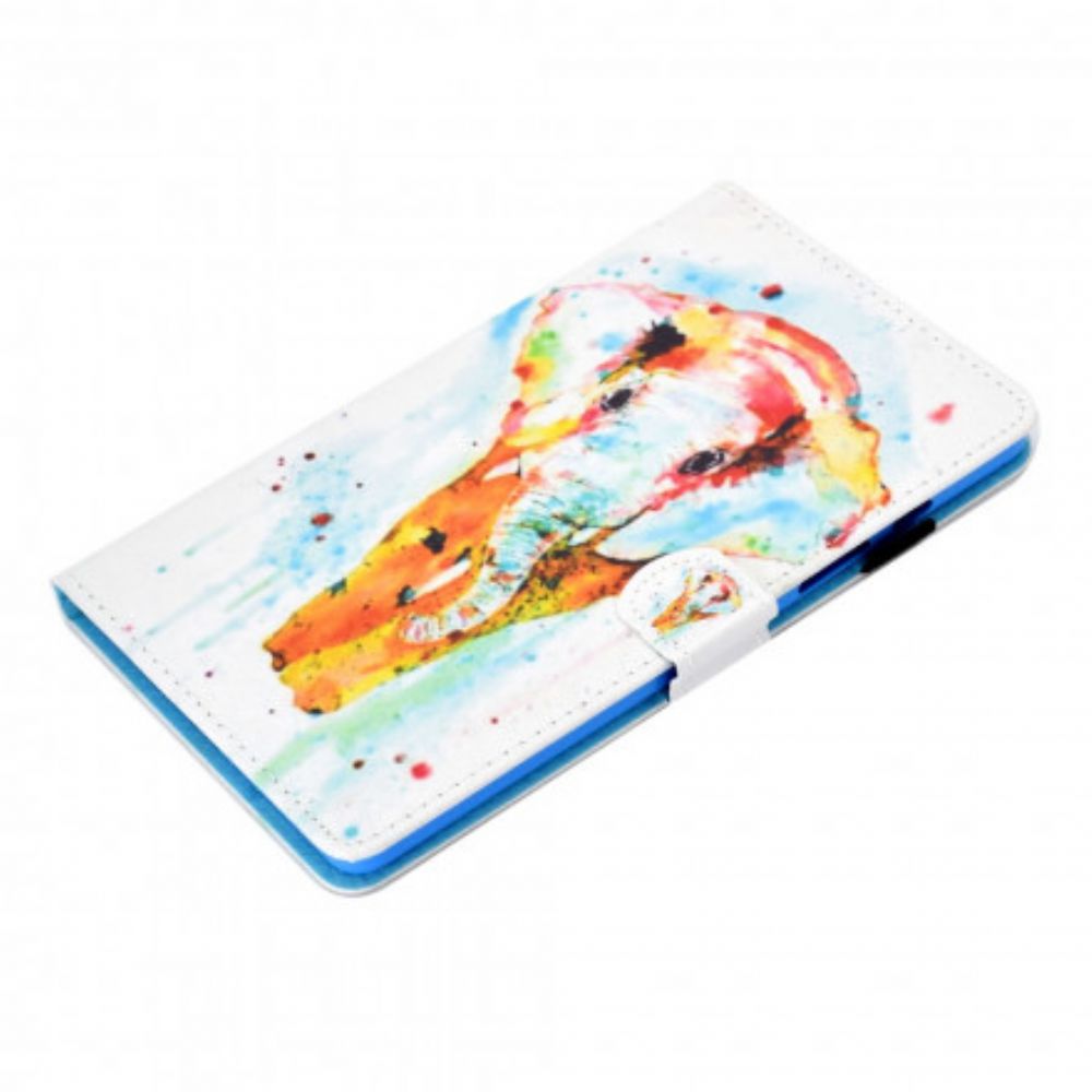 Leren Hoesje voor Samsung Galaxy Tab A7 Aquarel Olifant