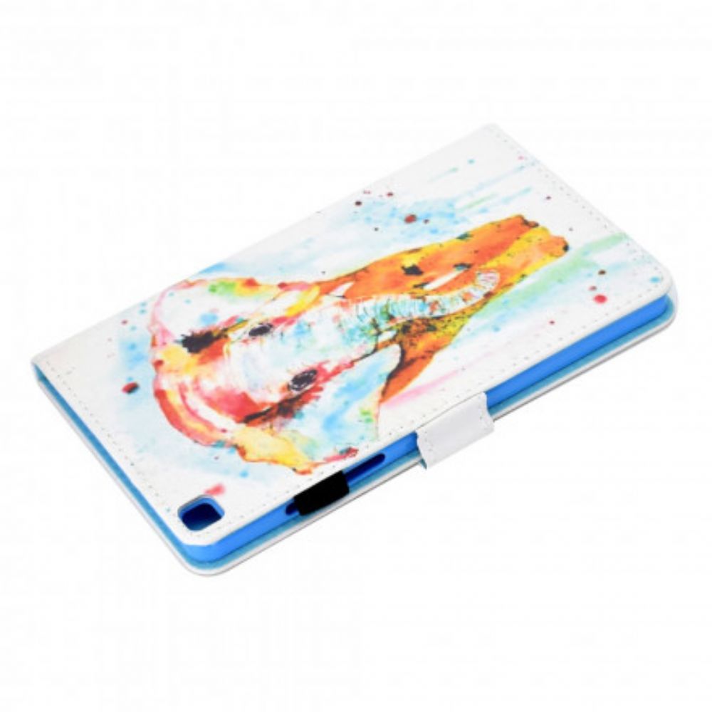 Leren Hoesje voor Samsung Galaxy Tab A7 Aquarel Olifant