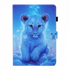 Leren Hoesje voor Samsung Galaxy Tab A7 Baby Tijger