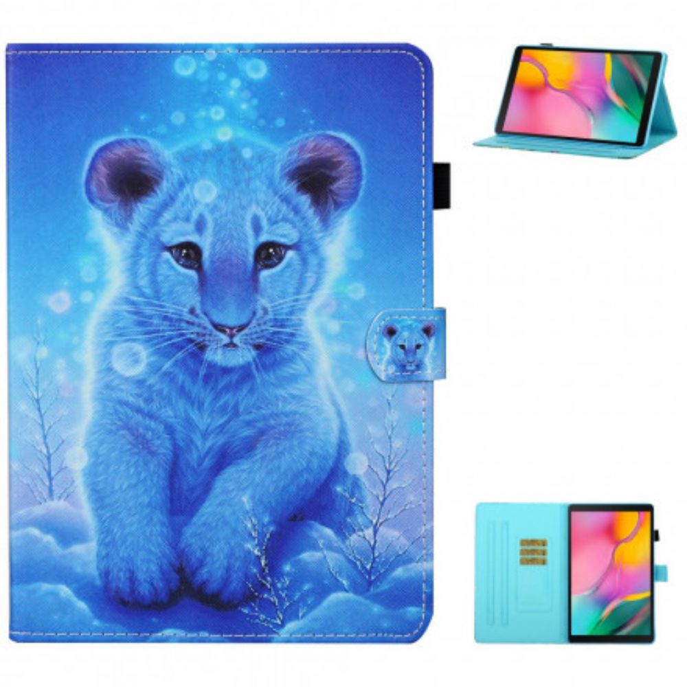 Leren Hoesje voor Samsung Galaxy Tab A7 Baby Tijger