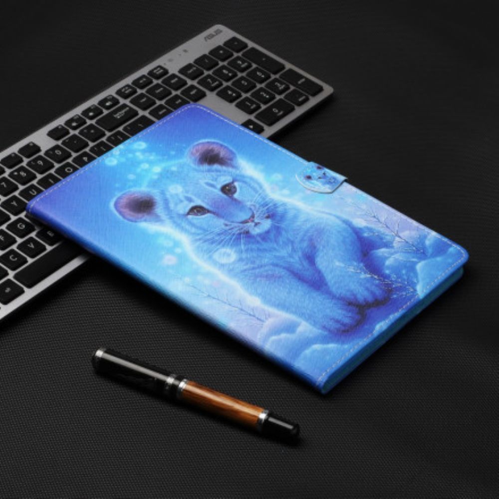 Leren Hoesje voor Samsung Galaxy Tab A7 Baby Tijger