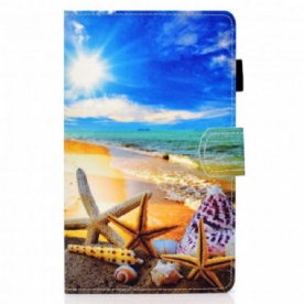 Leren Hoesje voor Samsung Galaxy Tab A7 Leuk Strand