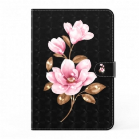 Leren Hoesje voor Samsung Galaxy Tab A7 Lichtvlek Roze Bloemen