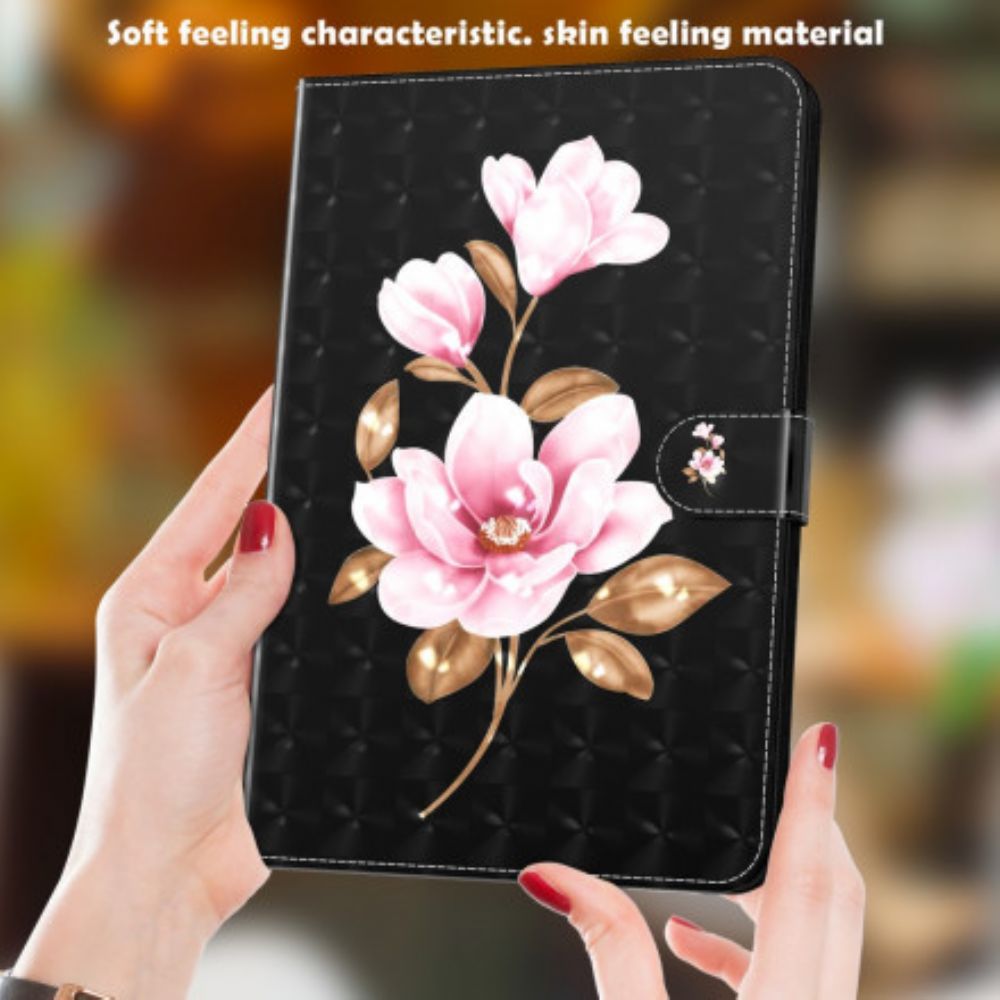 Leren Hoesje voor Samsung Galaxy Tab A7 Lichtvlek Roze Bloemen