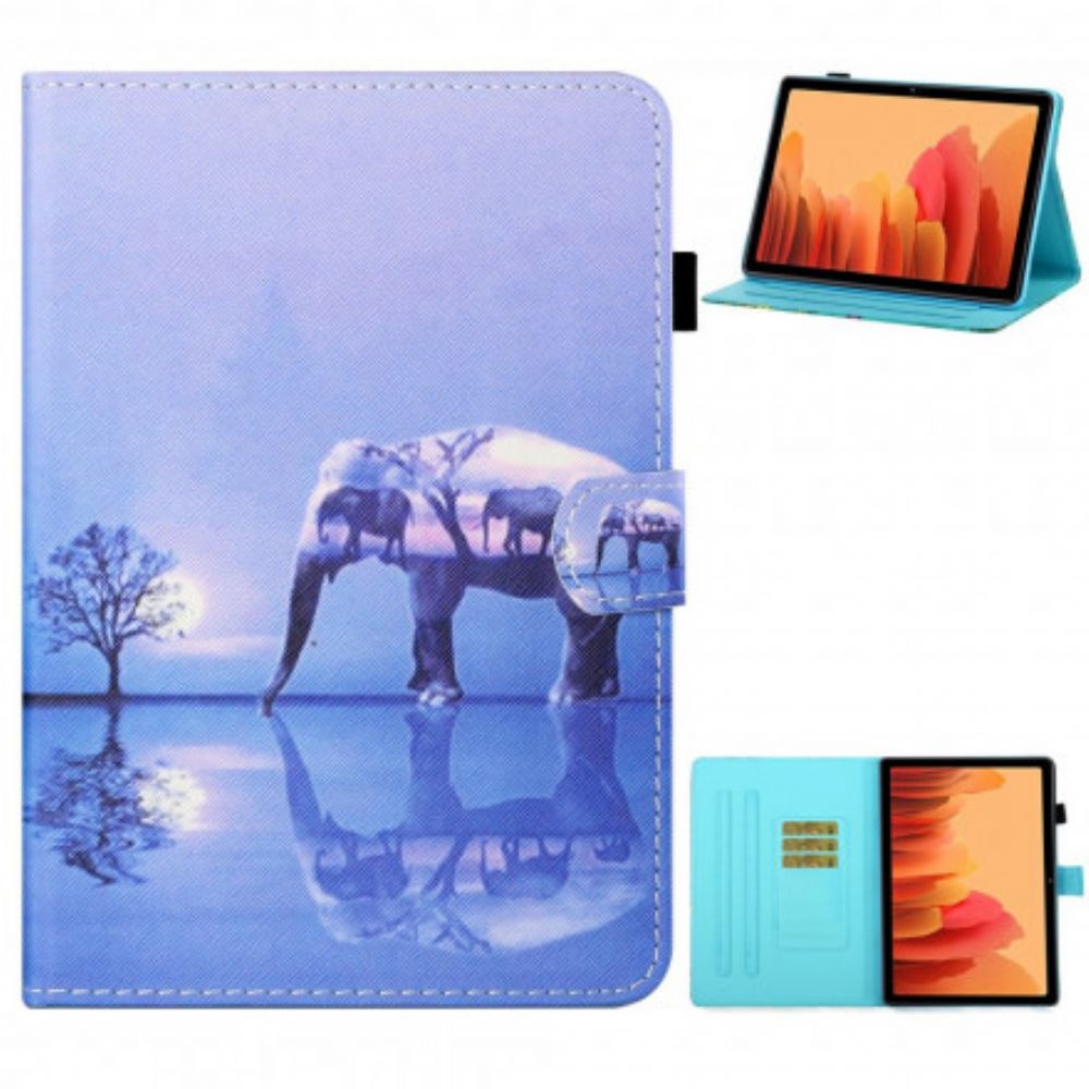 Leren Hoesje voor Samsung Galaxy Tab A7 Olifantenkunst