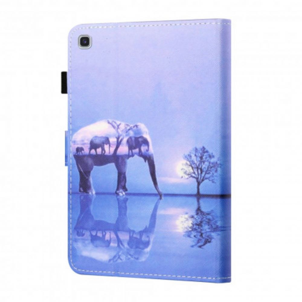 Leren Hoesje voor Samsung Galaxy Tab A7 Olifantenkunst