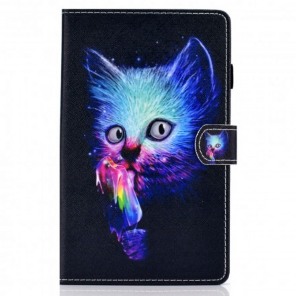 Leren Hoesje voor Samsung Galaxy Tab A7 Psycho Kat