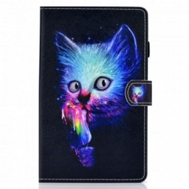 Leren Hoesje voor Samsung Galaxy Tab A7 Psycho Kat