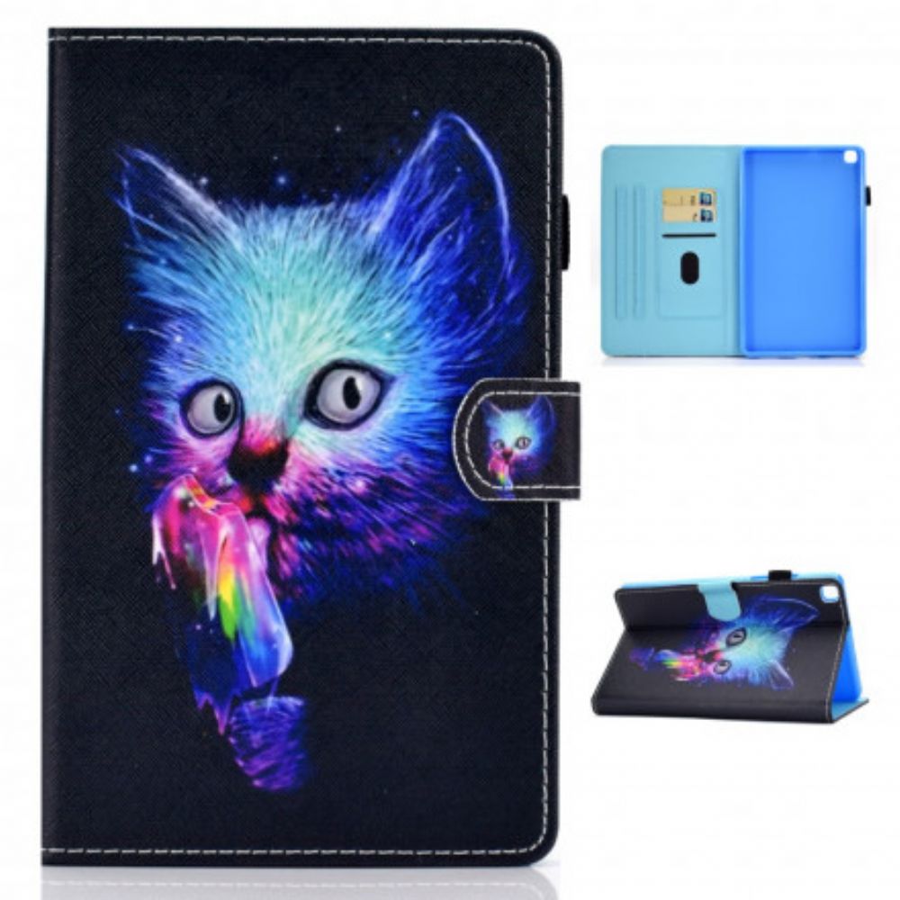 Leren Hoesje voor Samsung Galaxy Tab A7 Psycho Kat