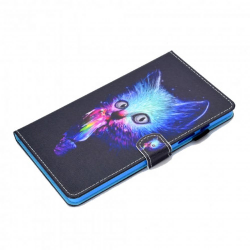 Leren Hoesje voor Samsung Galaxy Tab A7 Psycho Kat