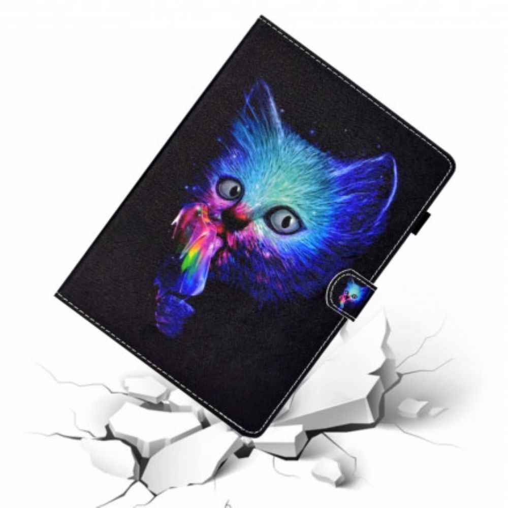 Leren Hoesje voor Samsung Galaxy Tab A7 Psycho Kat