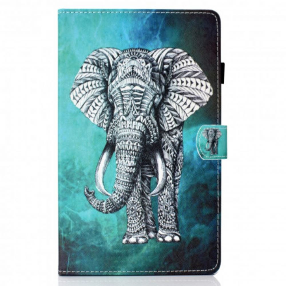 Leren Hoesje voor Samsung Galaxy Tab A7 Tribale Olifant