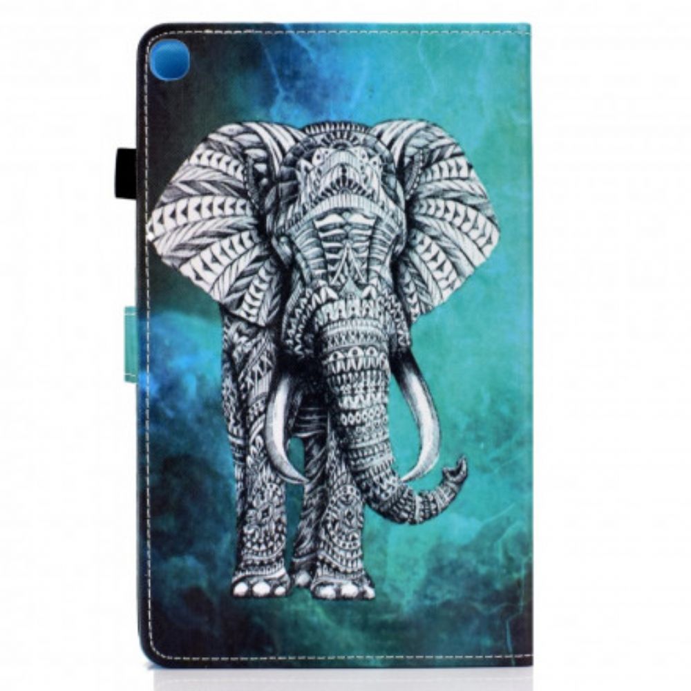 Leren Hoesje voor Samsung Galaxy Tab A7 Tribale Olifant