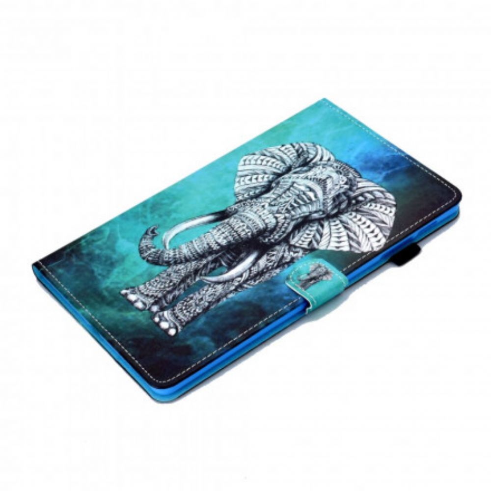 Leren Hoesje voor Samsung Galaxy Tab A7 Tribale Olifant