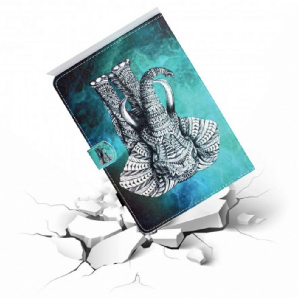 Leren Hoesje voor Samsung Galaxy Tab A7 Tribale Olifant