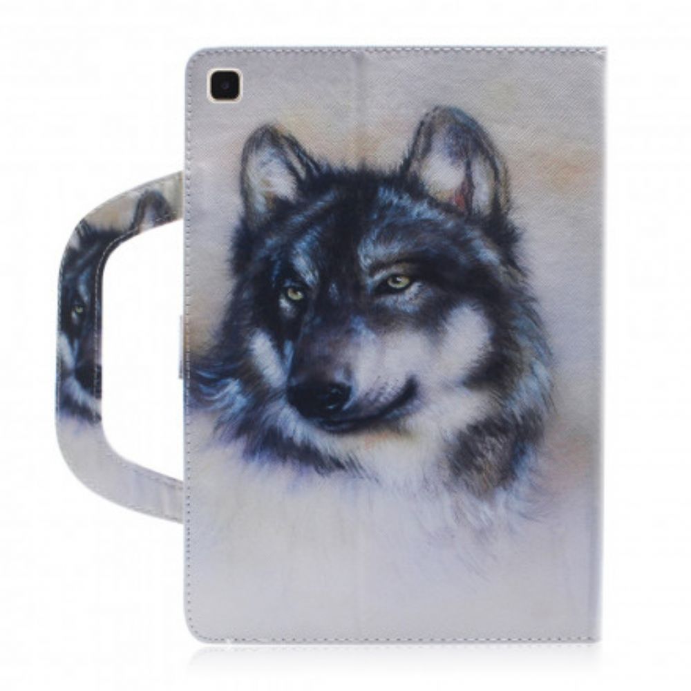 Leren Hoesje voor Samsung Galaxy Tab A7 Wolf Met Handvat