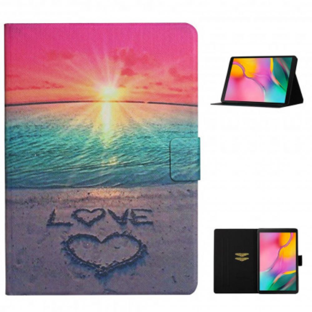 Leren Hoesje voor Samsung Galaxy Tab A7 Zonsondergang Liefde