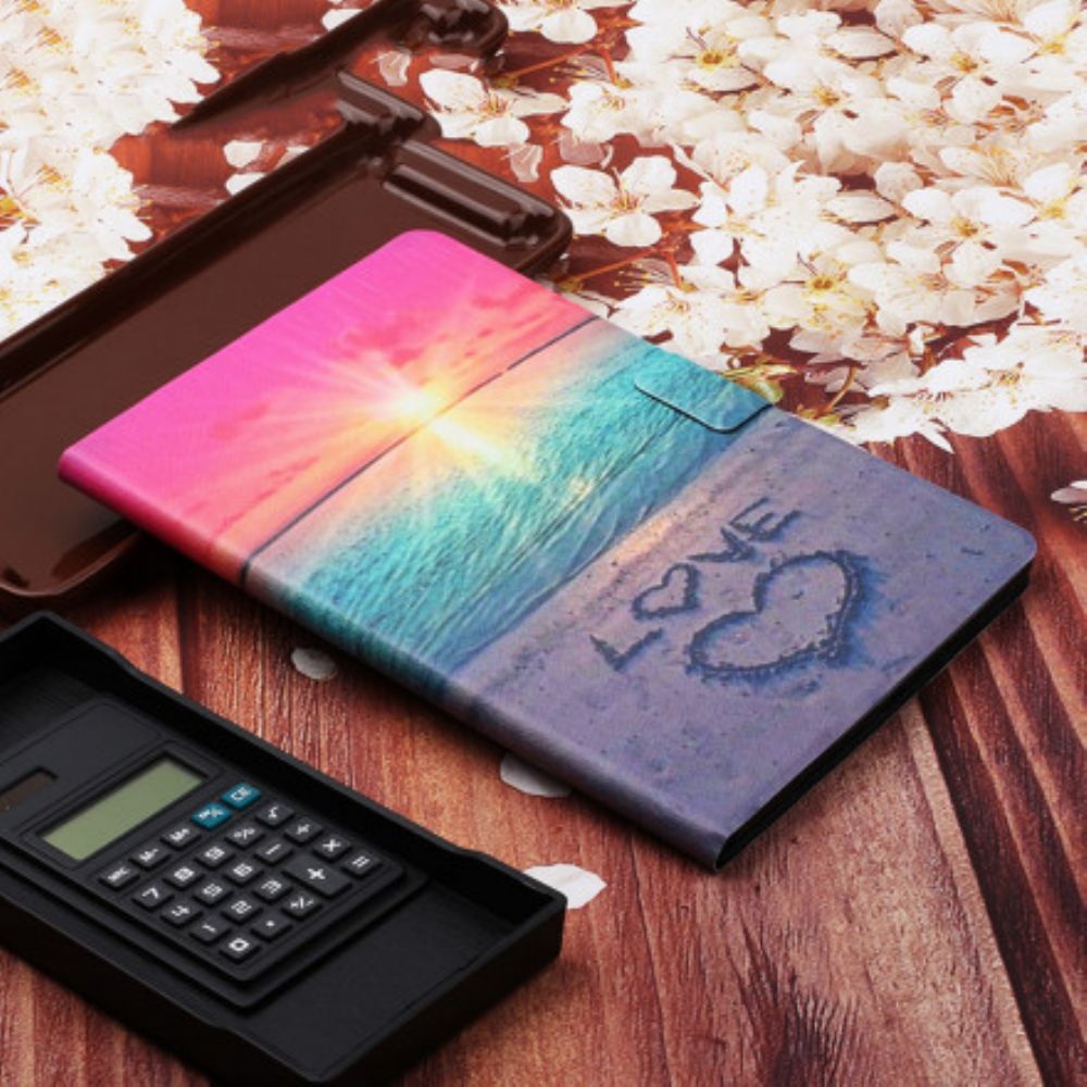 Leren Hoesje voor Samsung Galaxy Tab A7 Zonsondergang Liefde