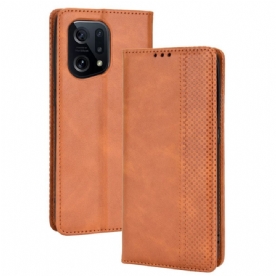 Bescherming Hoesje voor Oppo Find X5 Folio-hoesje Gestyled Vintage Leereffect