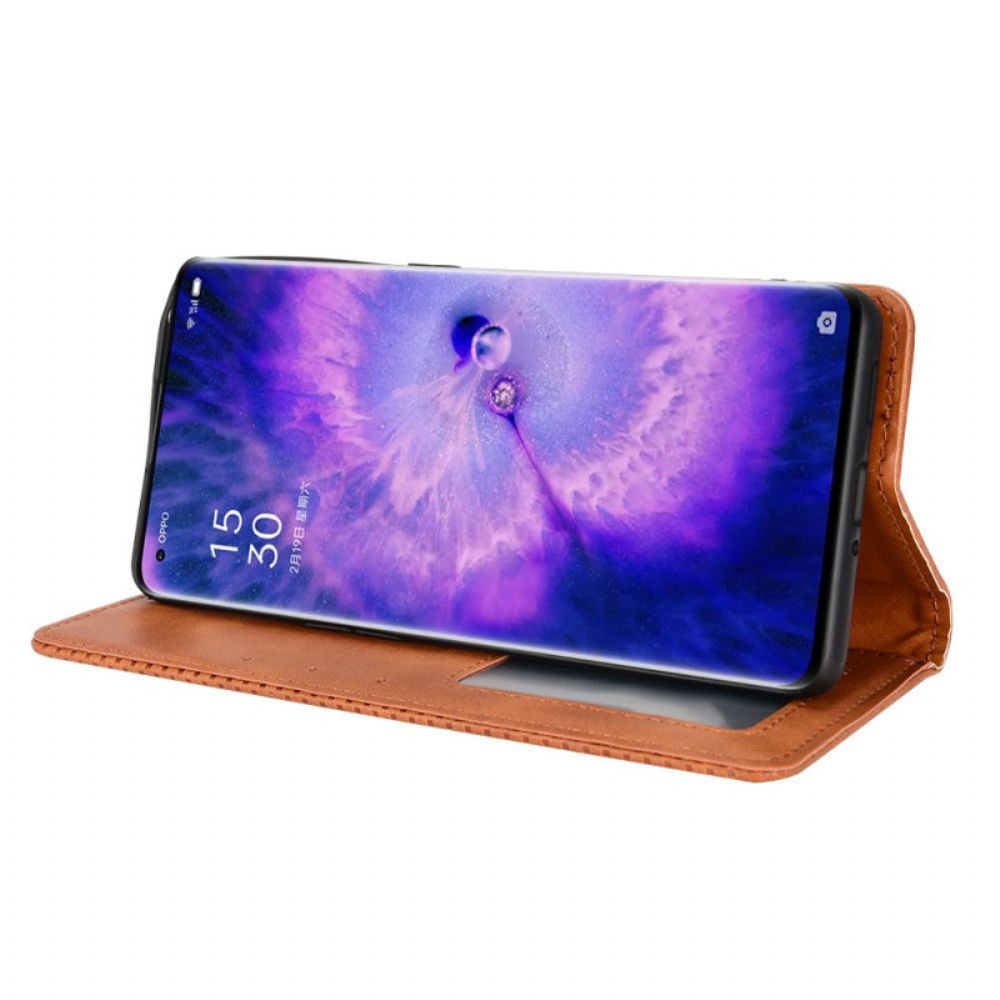 Bescherming Hoesje voor Oppo Find X5 Folio-hoesje Gestyled Vintage Leereffect