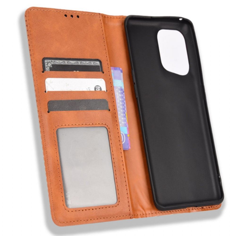 Bescherming Hoesje voor Oppo Find X5 Folio-hoesje Gestyled Vintage Leereffect