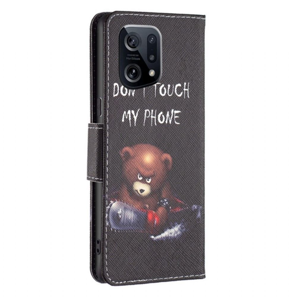 Flip Case voor Oppo Find X5 Gevaarlijke Beer