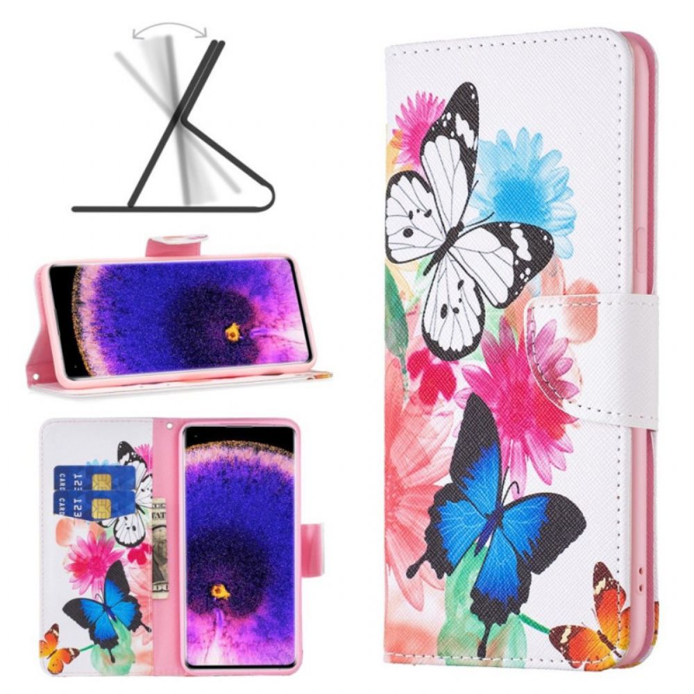 Folio-hoesje voor Oppo Find X5 Aquarel Vlinders