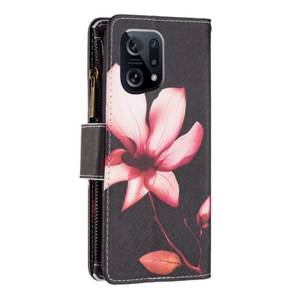 Folio-hoesje voor Oppo Find X5 Bloemzak Met Rits