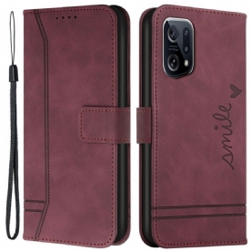 Folio-hoesje voor Oppo Find X5 Glimlach Met Lanyard