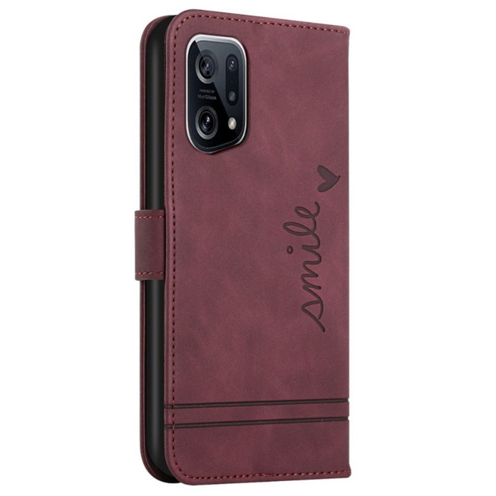 Folio-hoesje voor Oppo Find X5 Glimlach Met Lanyard