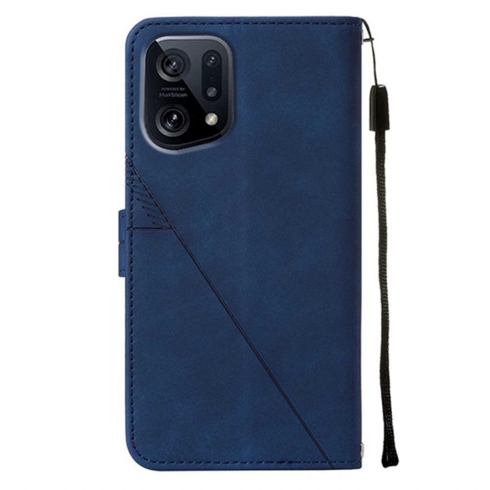 Folio-hoesje voor Oppo Find X5 Piramide Leereffect