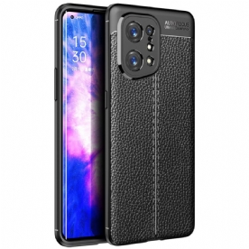 Hoesje voor Oppo Find X5 Dubbele Lijn Litchi Leder Effect