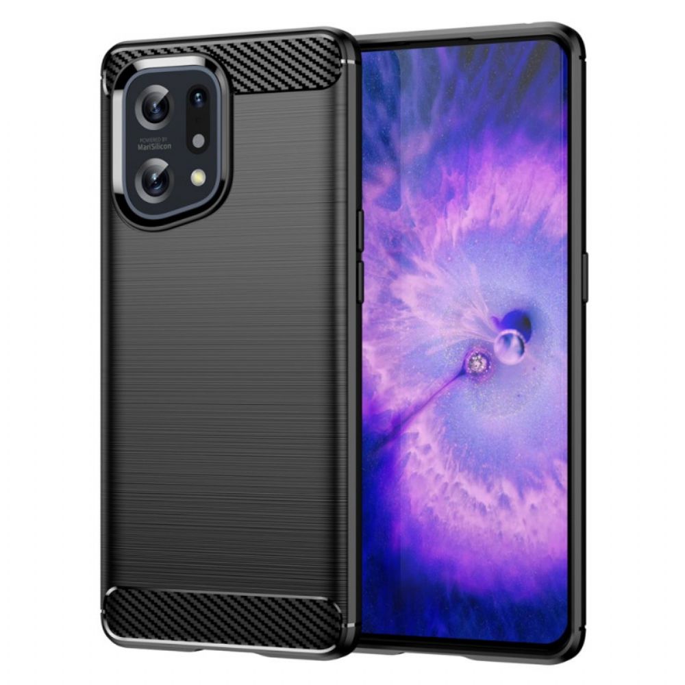 Hoesje voor Oppo Find X5 Geborstelde Koolstofvezel