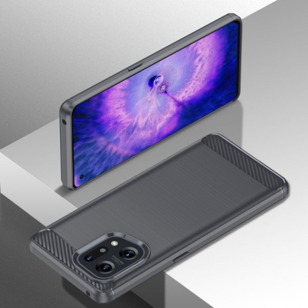 Hoesje voor Oppo Find X5 Geborstelde Koolstofvezel