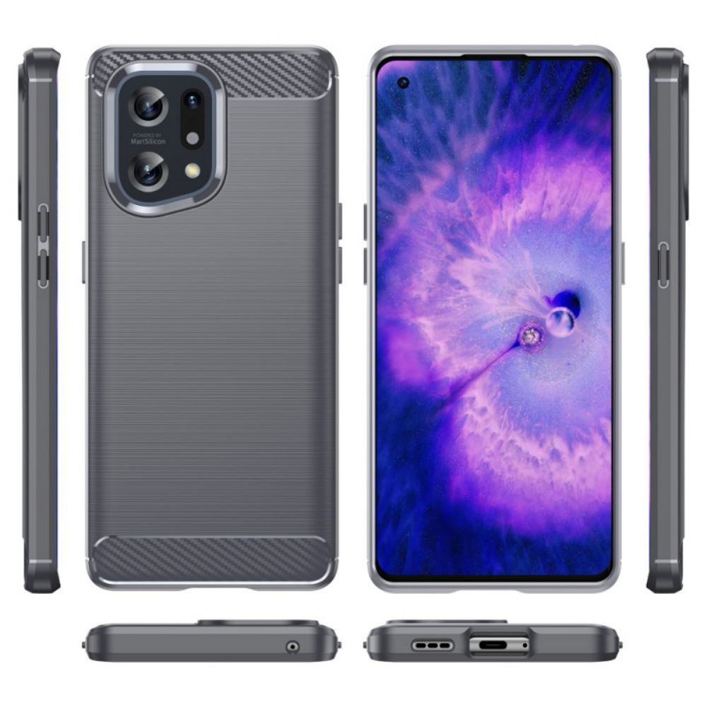 Hoesje voor Oppo Find X5 Geborstelde Koolstofvezel