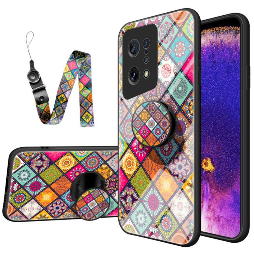 Hoesje voor Oppo Find X5 Magnetische Patchwork Houder